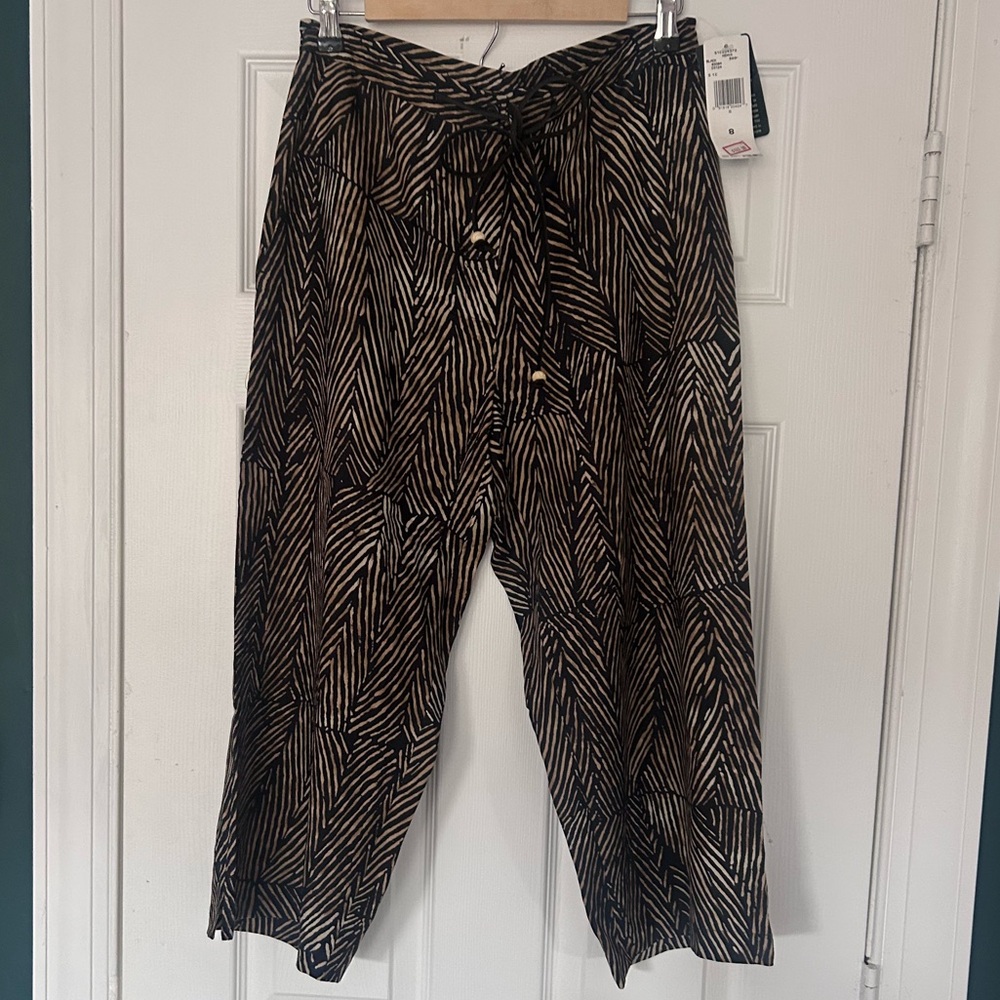 NWT Lauren Ralph Lauren Silk Linen Blend Palazzo Pant-Size 8